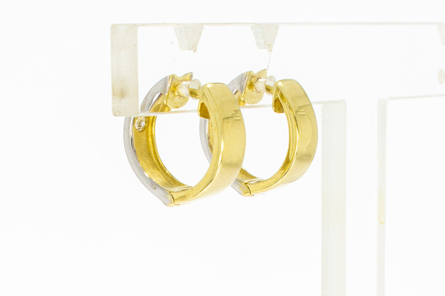 14 Karat Gold Kreolen mit Diamant - 1,5 cm
