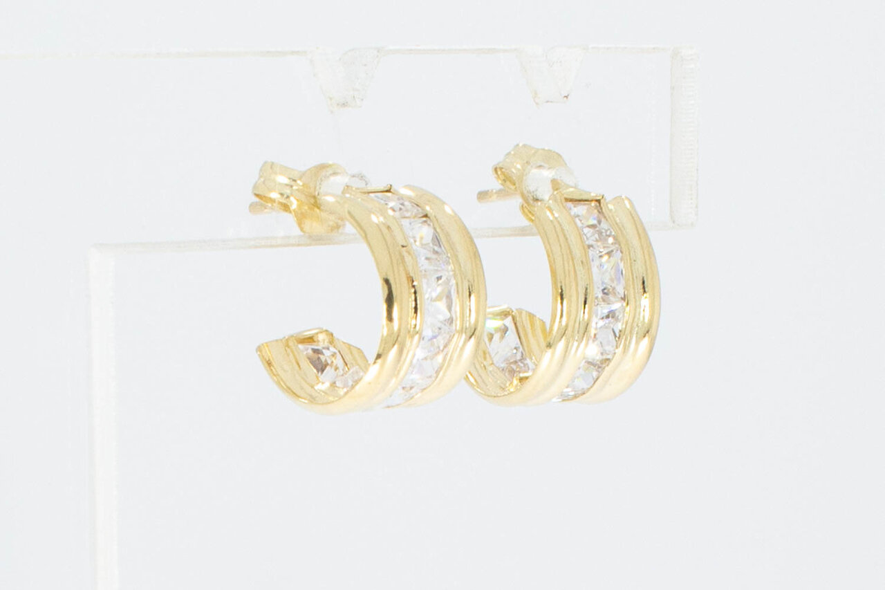 14 Karat Goldene Kreolen mit Zirkonia - 11,2 mm