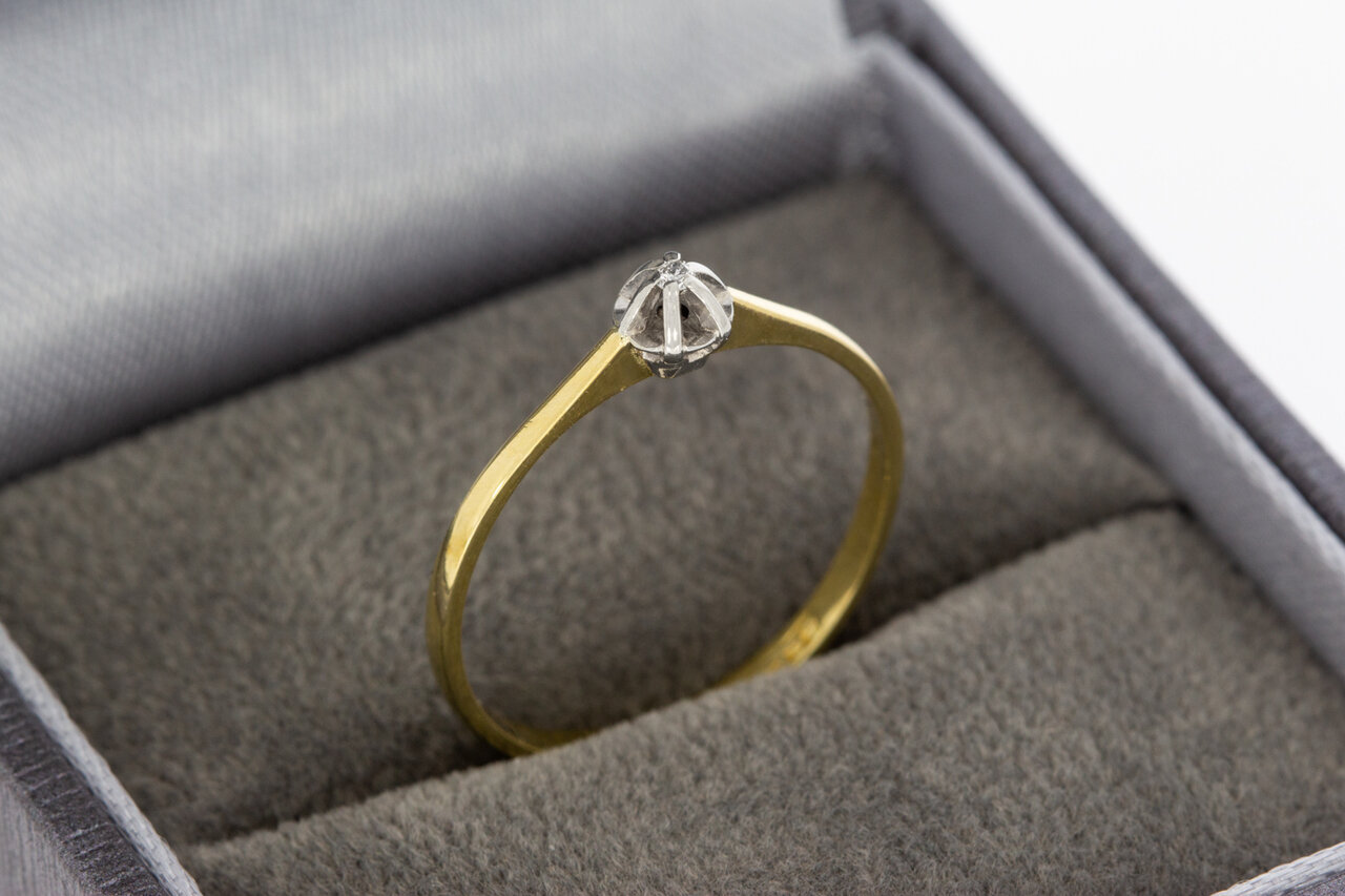 14 Karat Gold Solitär Diamantring - 16 mm