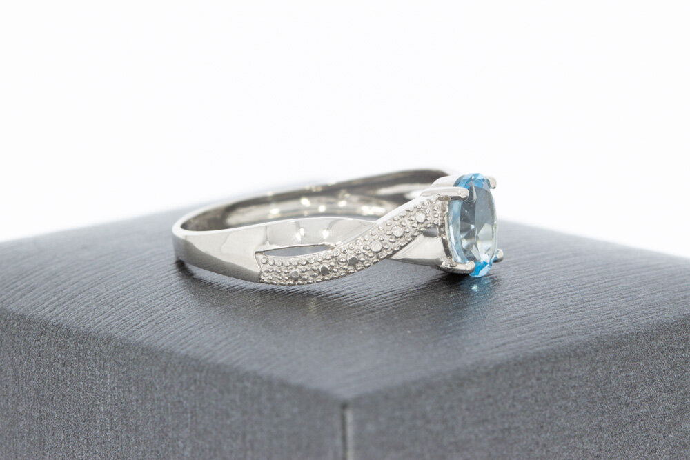 375 Weißgold Solitärring - 19,3 mm