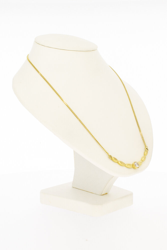 8 Karat Goldkette mit Zirkonia Anhänger - 50 cm