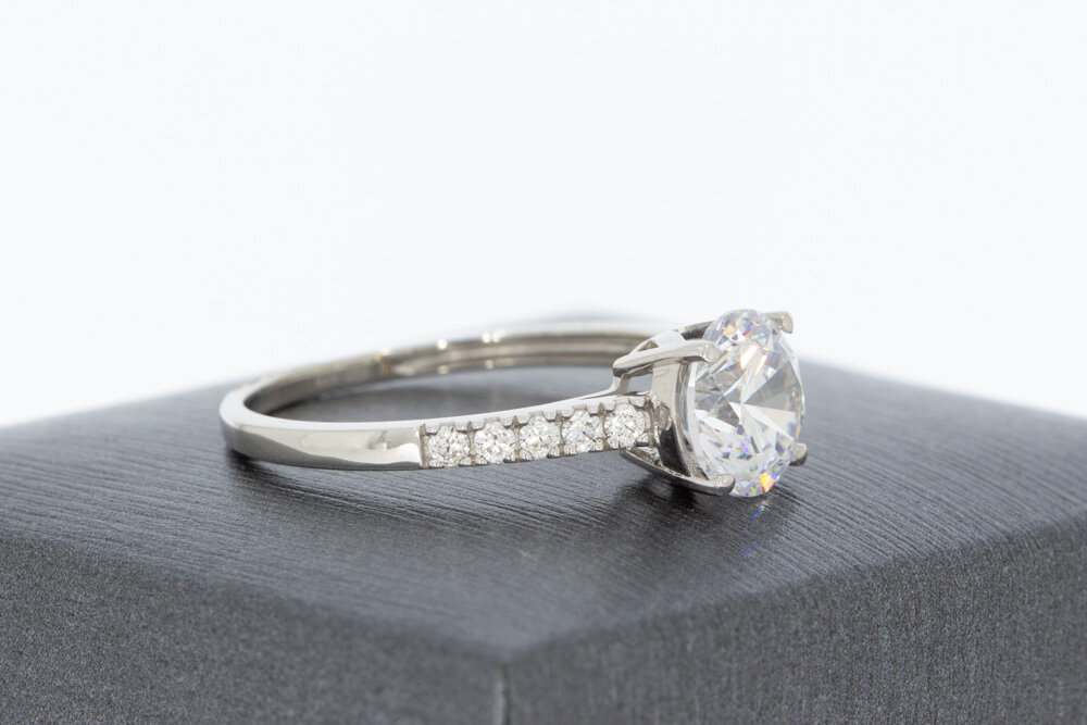 9 Karat Weißgold Damenring - 19,2 mm