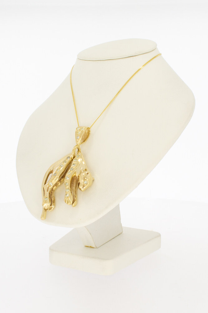 585 Goldene Panther Anhänger - 5 cm