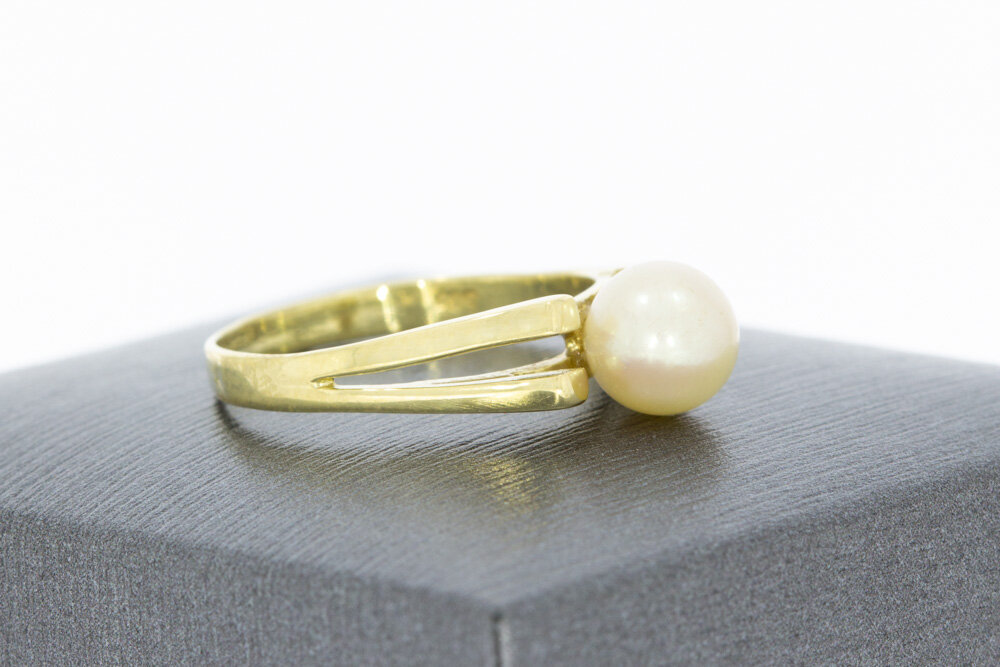 14 Karat Goldene Perlenring - 17,4 mm
