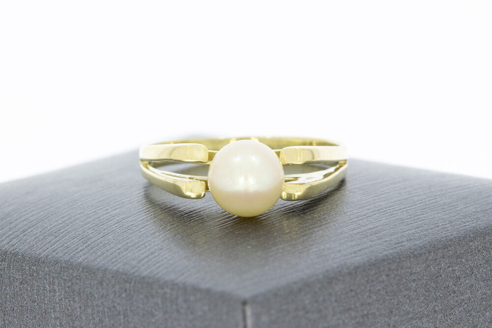 14 Karat Goldene Perlenring - 17,4 mm