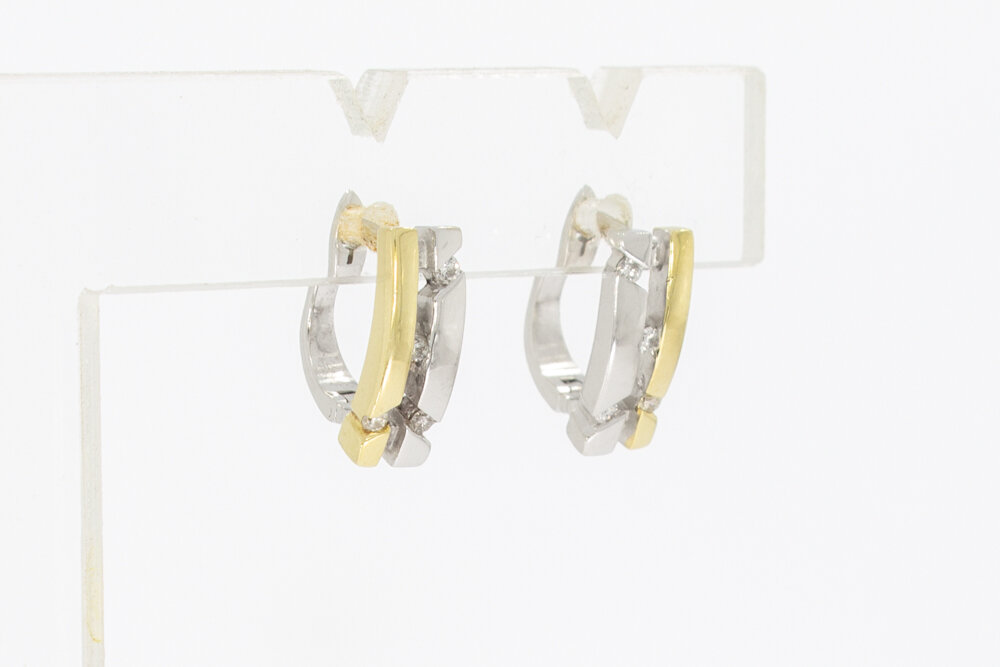 Bicolor 9 Karat Gold Ohrringe - 1,1 cm