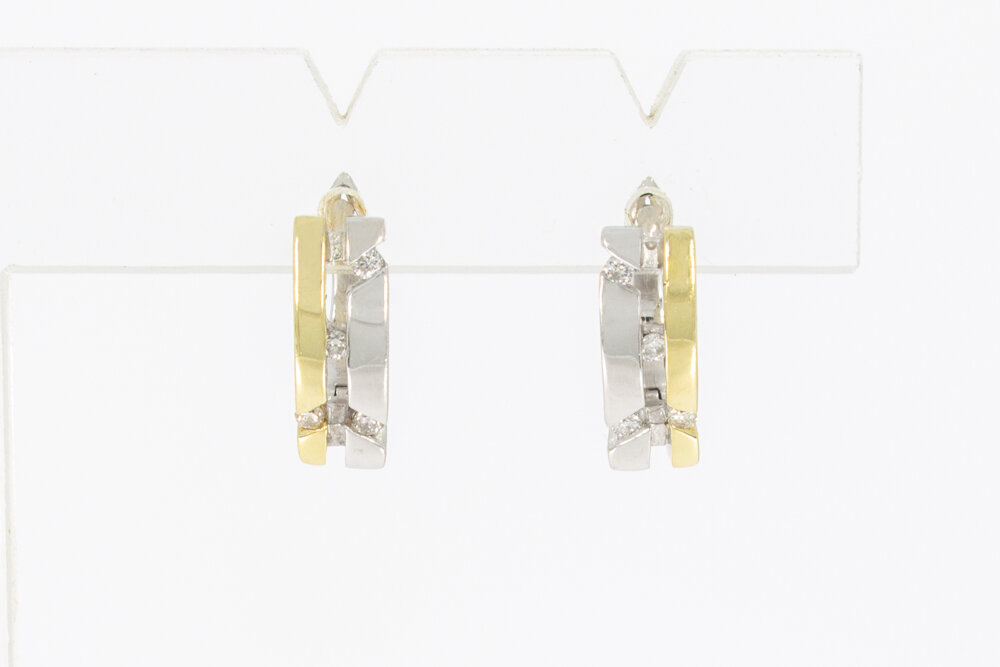 Bicolor 9 Karat Gold Ohrringe - 1,1 cm