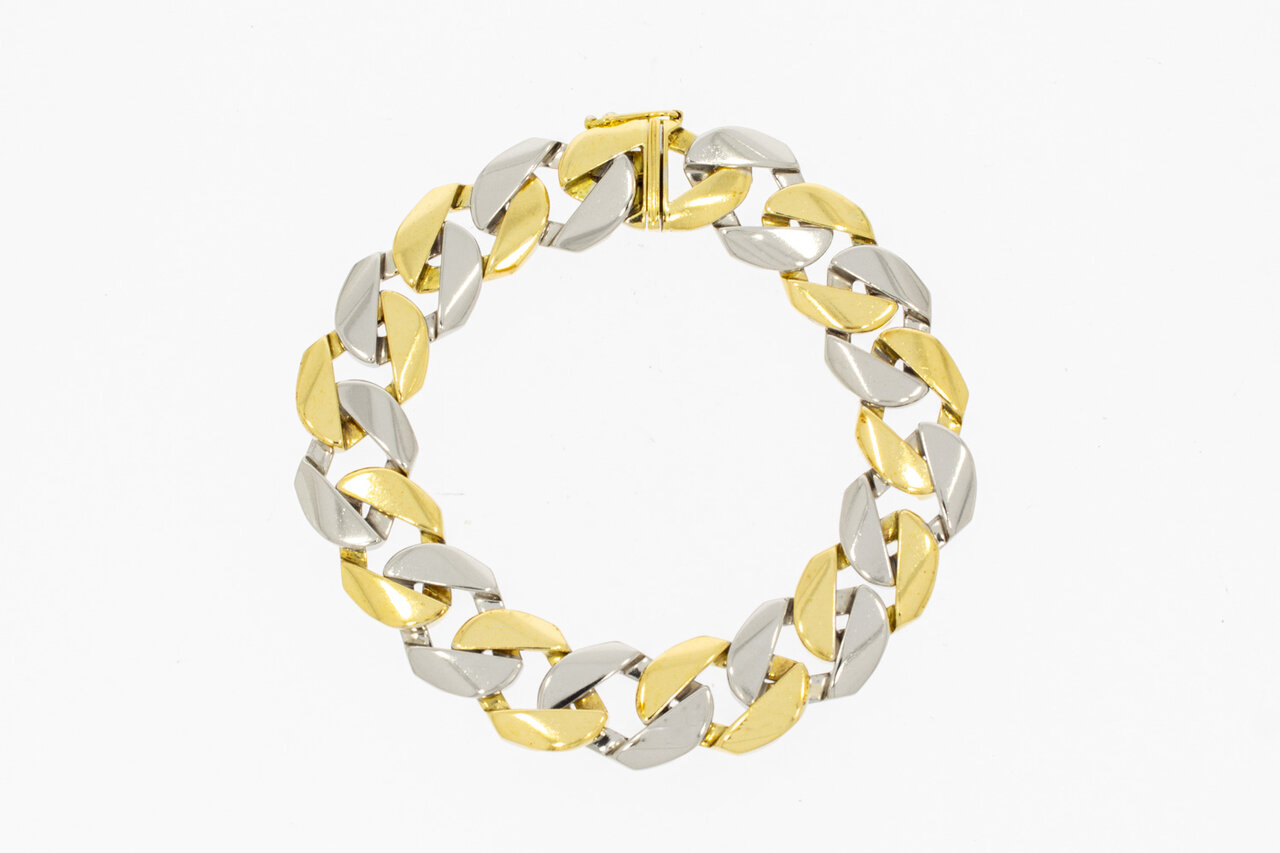 Bicolor 18 Karat Panzerarmband - 22,4 cm