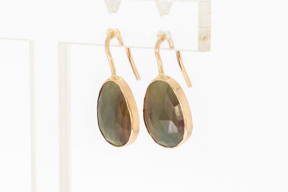 585 Goldene Saphir Ohrhänger - 2,3 cm