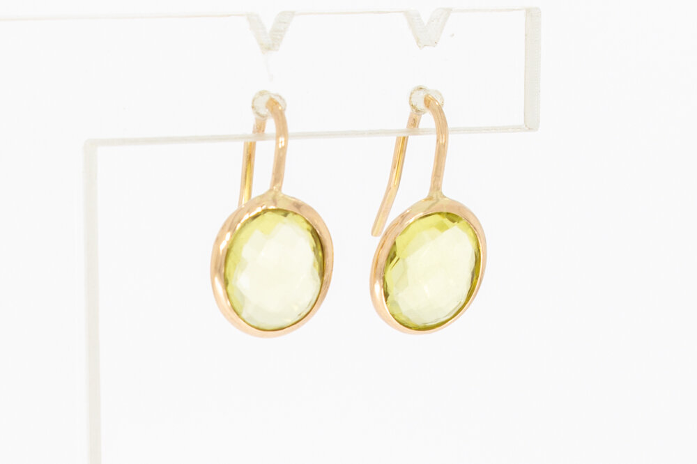 585 Gold Citrin Ohranhänger - 1,9 cm