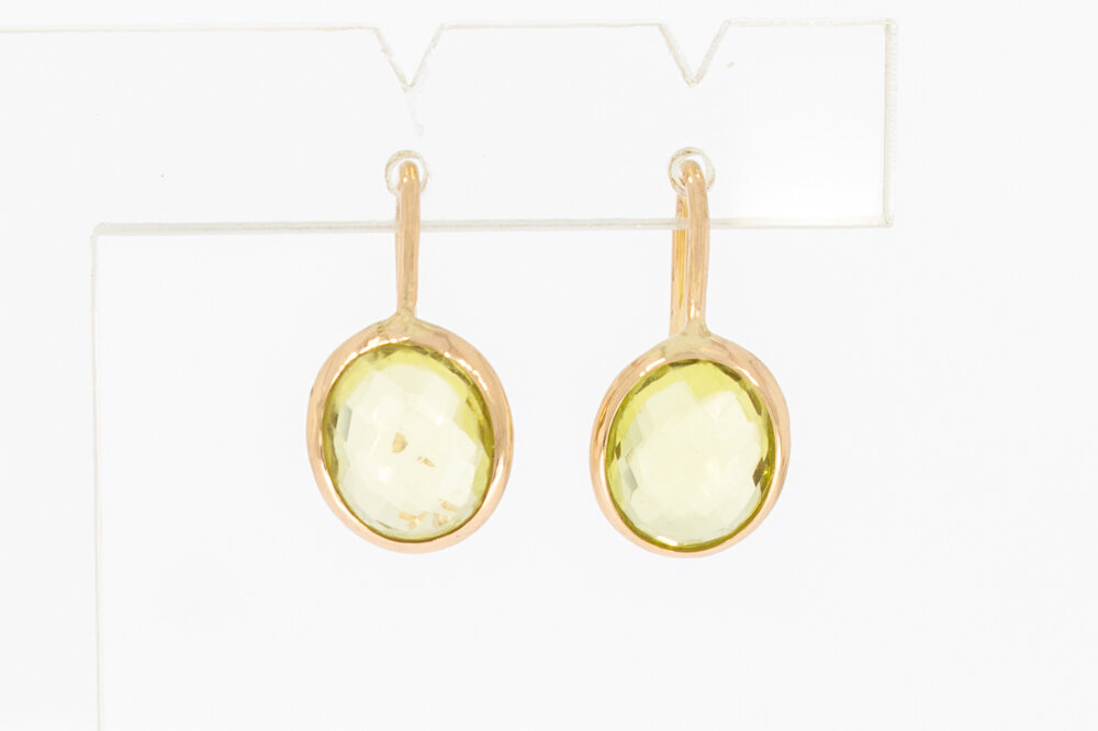 585 Gold Citrin Ohranhänger - 1,9 cm