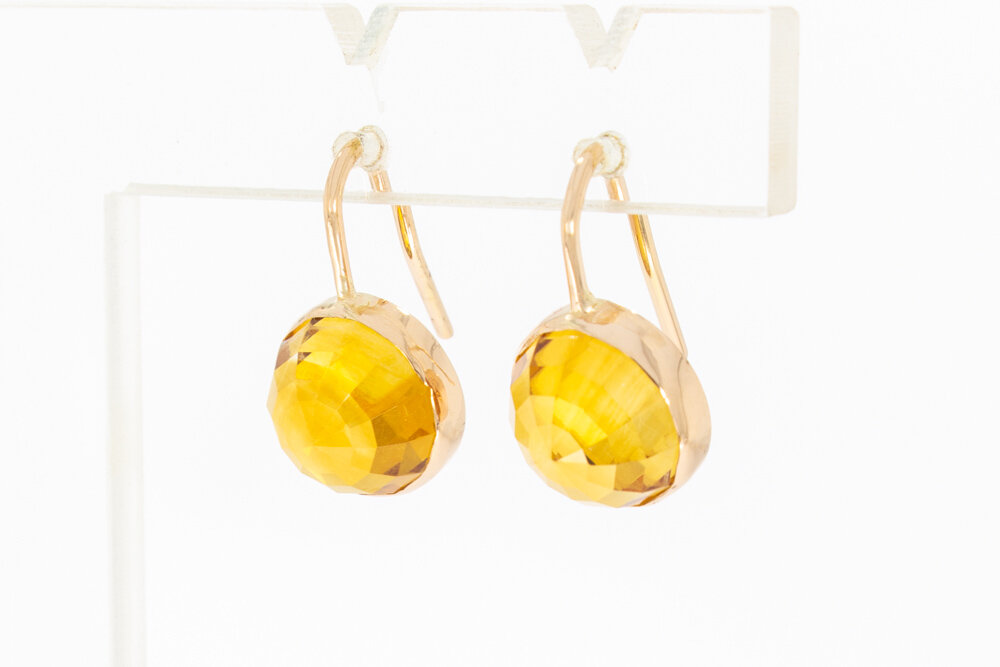 585 Goldene Citrin Ohrringe - 1,8 cm