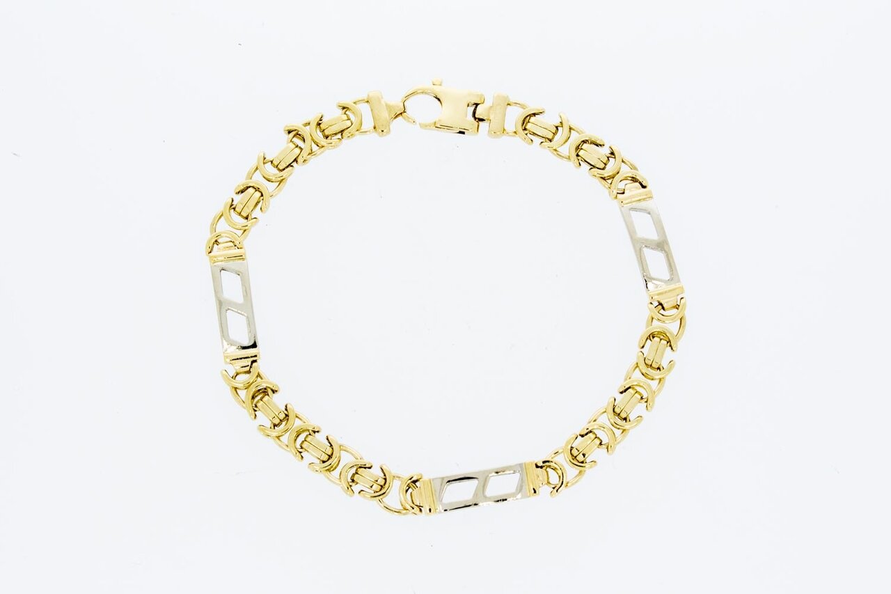 Flaches Königsarmband 14 Karat Gold - 23 cm