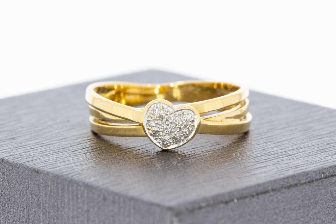 750 Gold Diamant Herzring - 17 mm