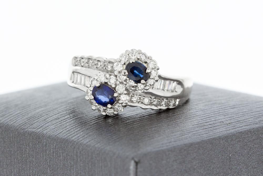 750 Edelstein Weißgold Ring - 18,9 mm