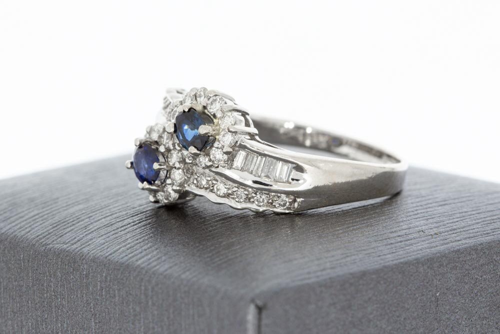 750 Edelstein Weißgold Ring - 18,9 mm