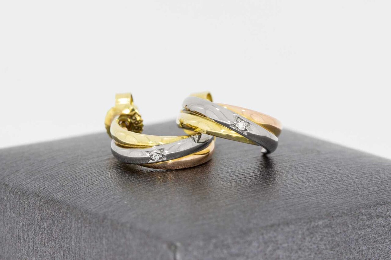 585 Goldkreolen mit Diamant - 1,2 cm