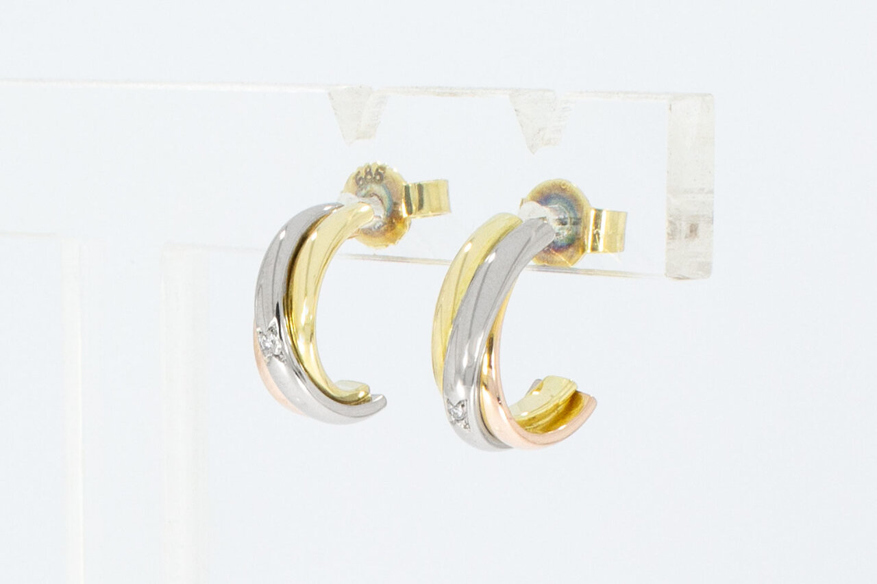 585 Goldkreolen mit Diamant - 1,2 cm