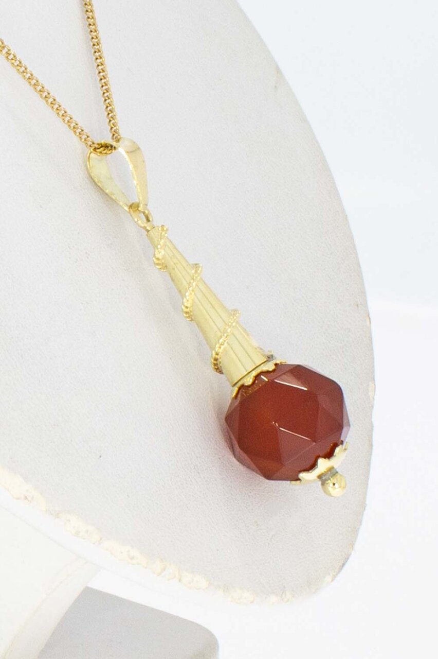 14 Karat goldene Vintage Karneol Anhänger