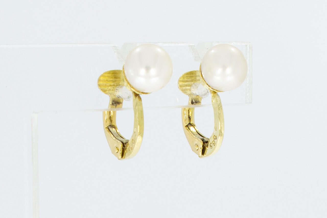 14 Karat gelb Gold Vintage Perlen Ohrhänger