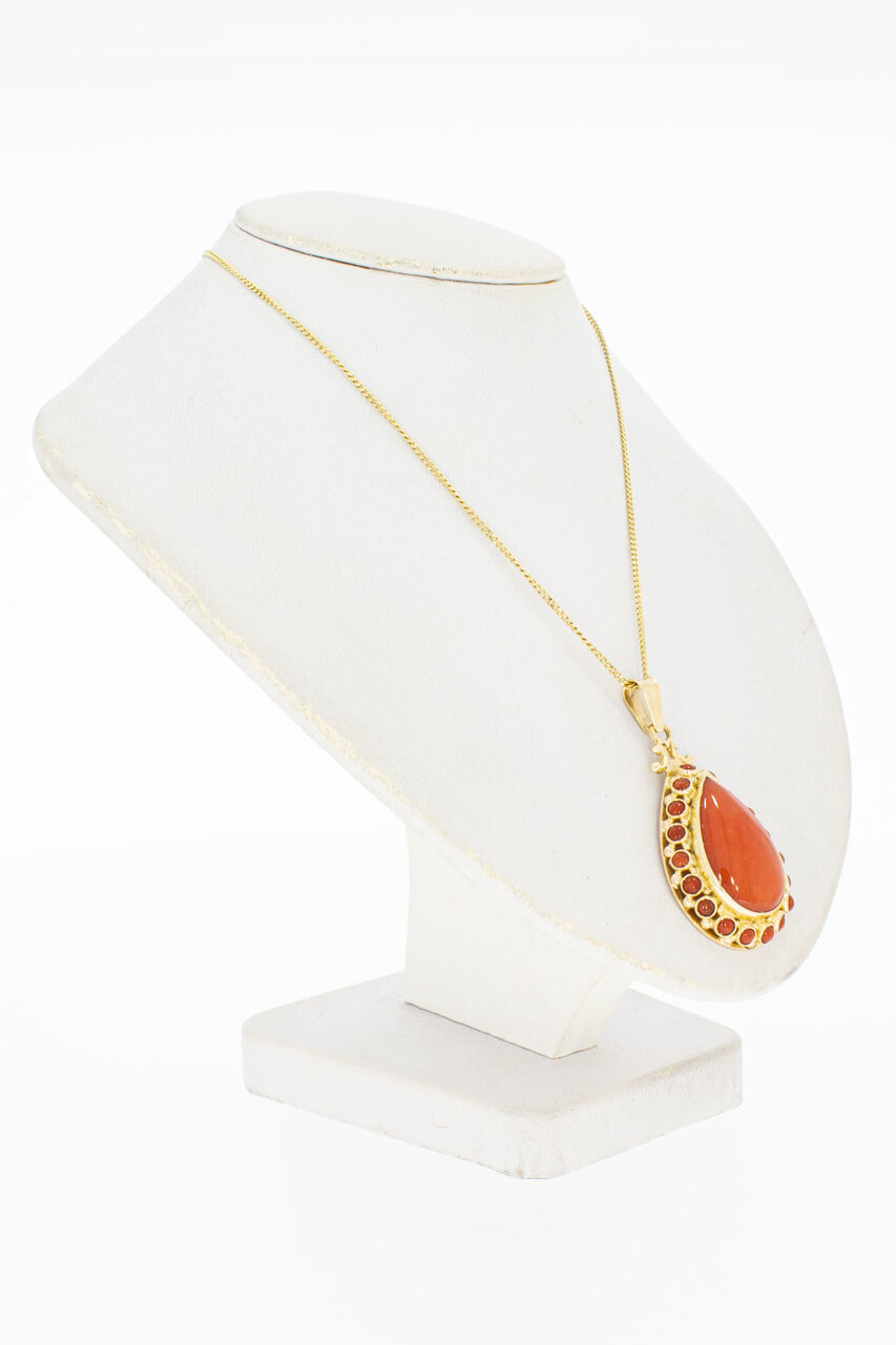14 Karat Gold Anhänger mit rote Koralle