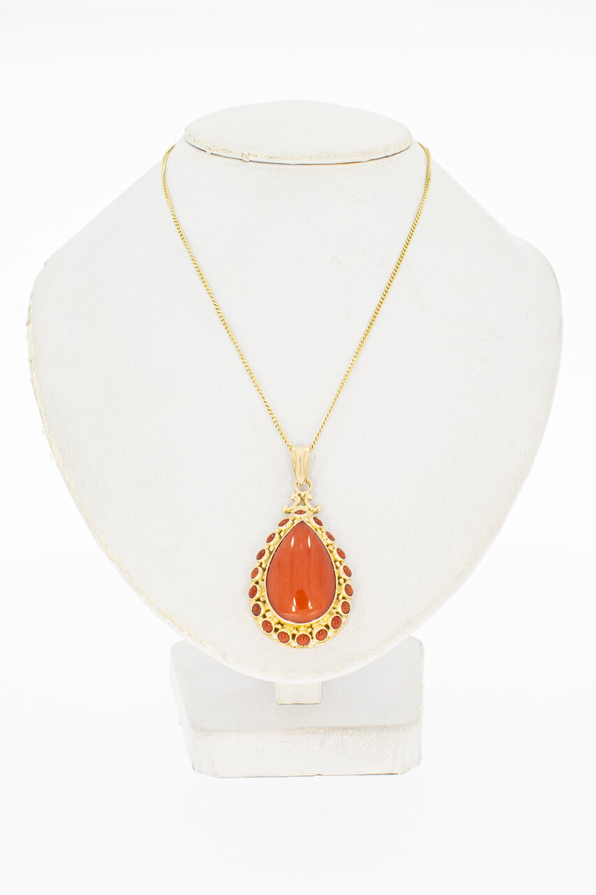 14 Karat Gold Anhänger mit rote Koralle