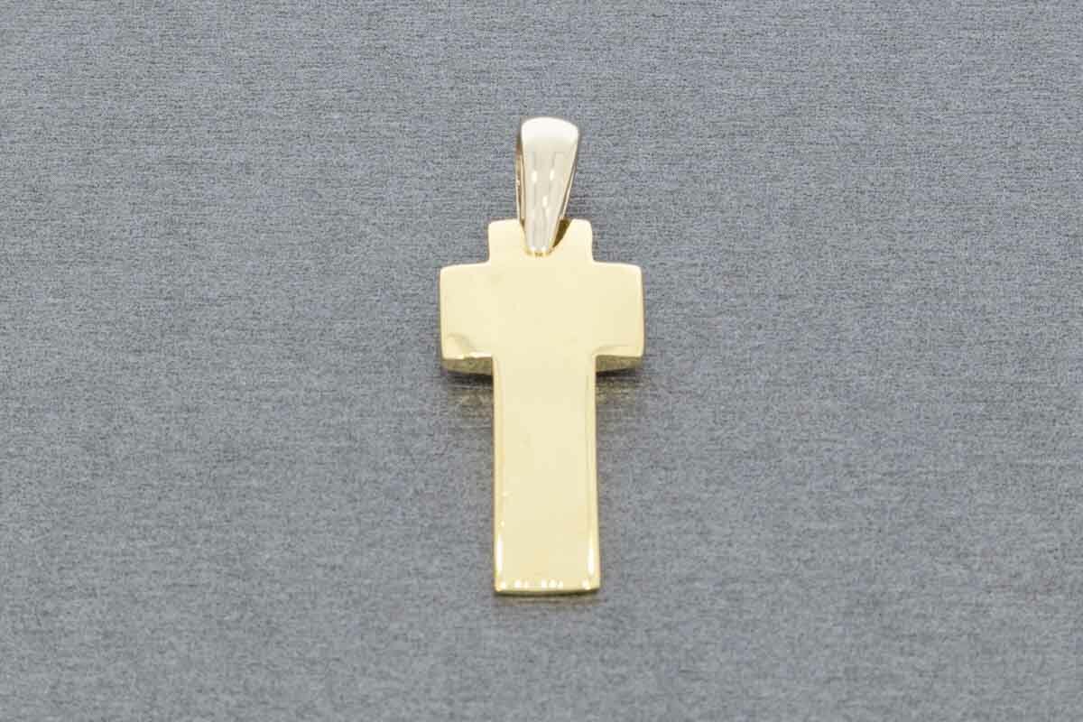 18 Karat bicolor Gold Kreuz Anhänger