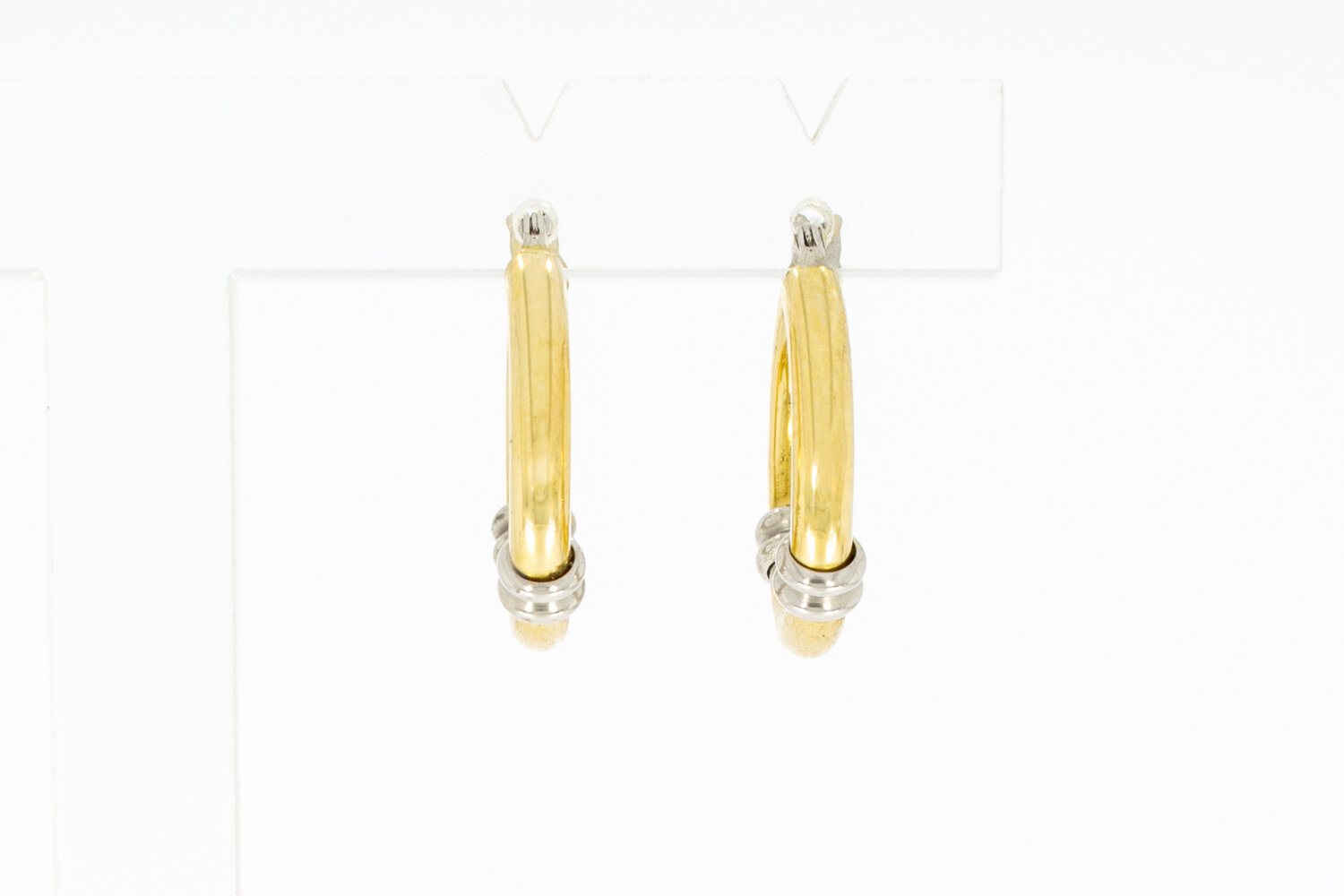 Bicolor Ohrringe 18 Karat Gold - 2 cm