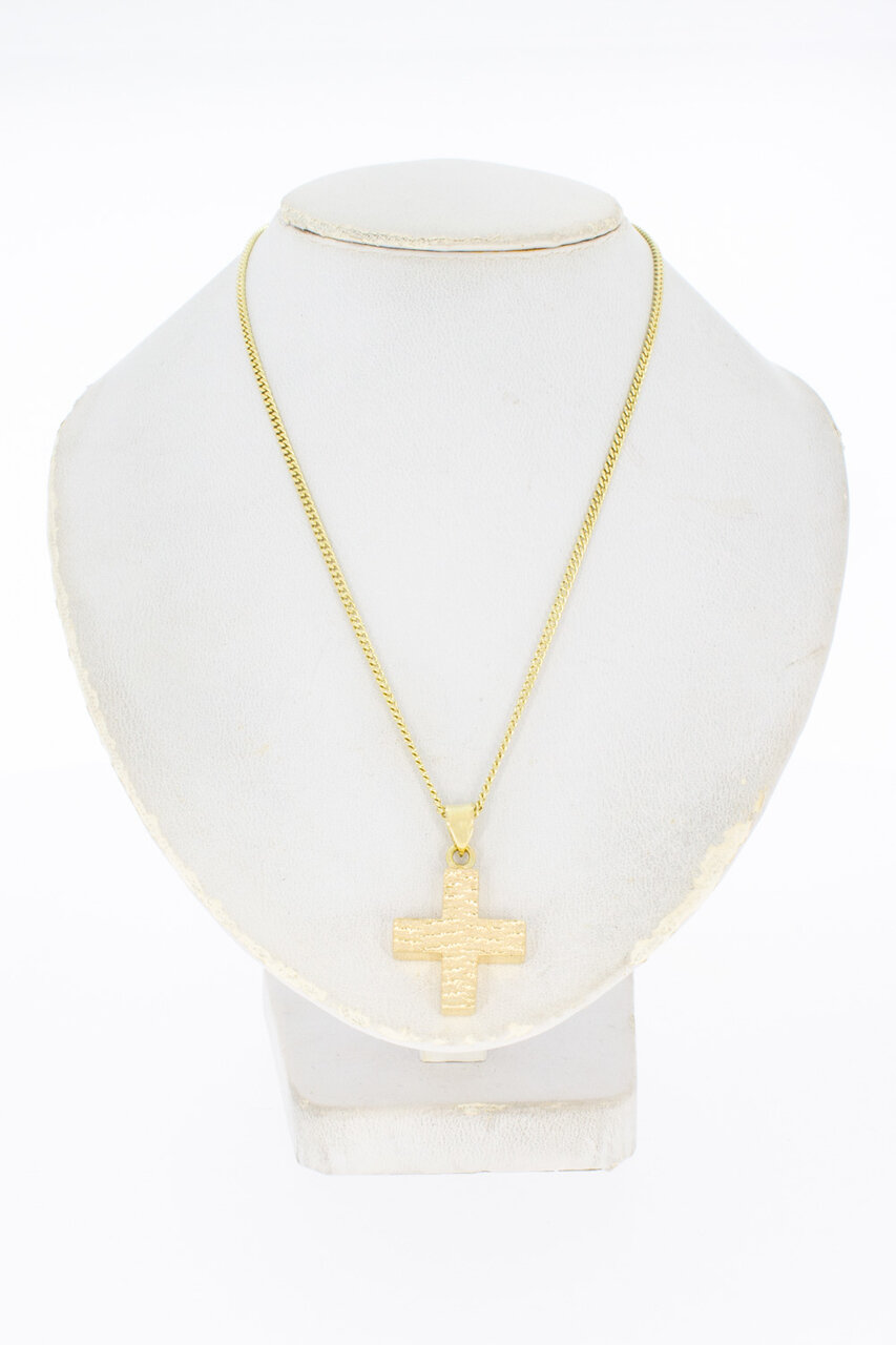 585 Gelbgold Kreuz Anhänger - 2,1 cm
