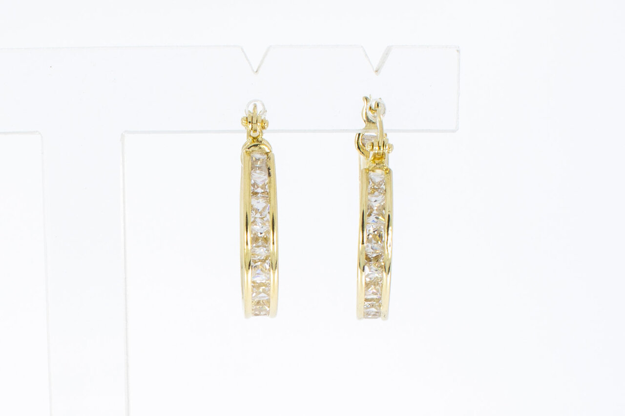 585 Gold Kreolen mit Zirkonia - 2,2 cm