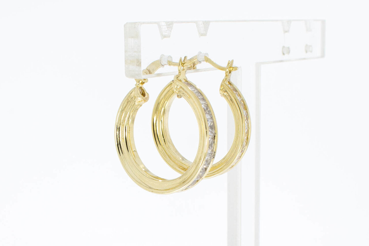 585 Gold Kreolen mit Zirkonia - 2,2 cm