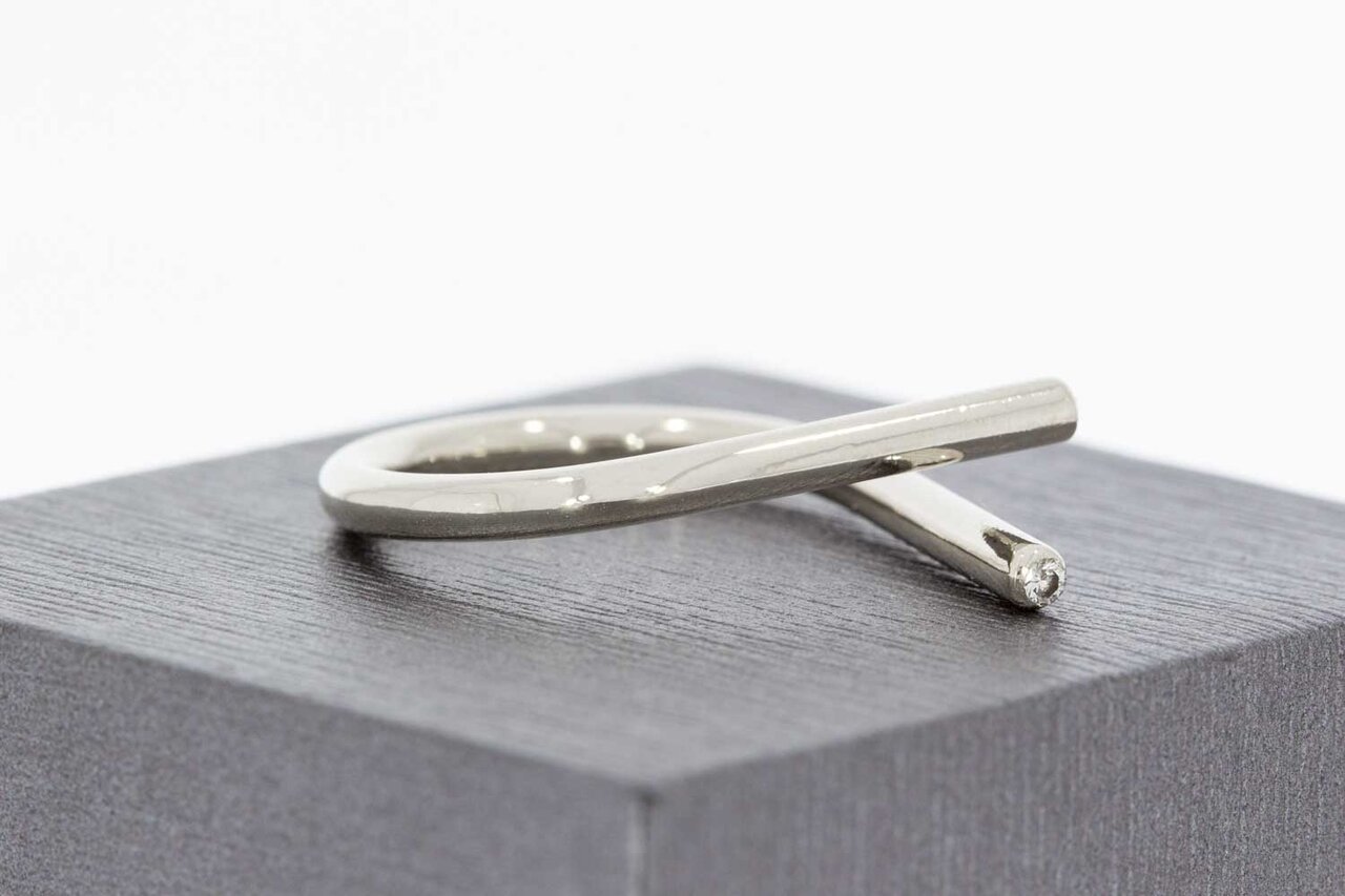 14 Karat Weißgoldene Diamant Ring - 16,5 mm