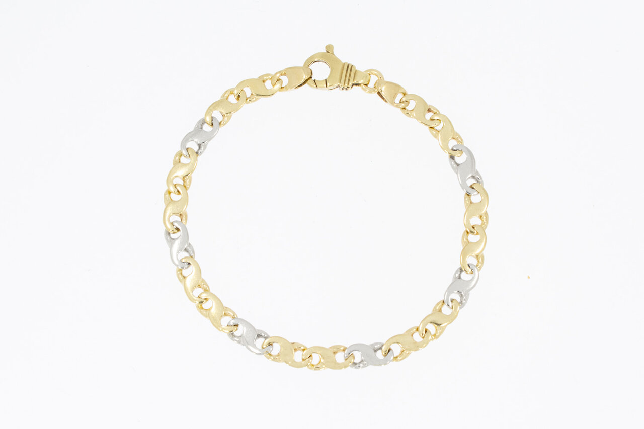 Bicolor Armband 14 Karat Gold - 19,9 cm