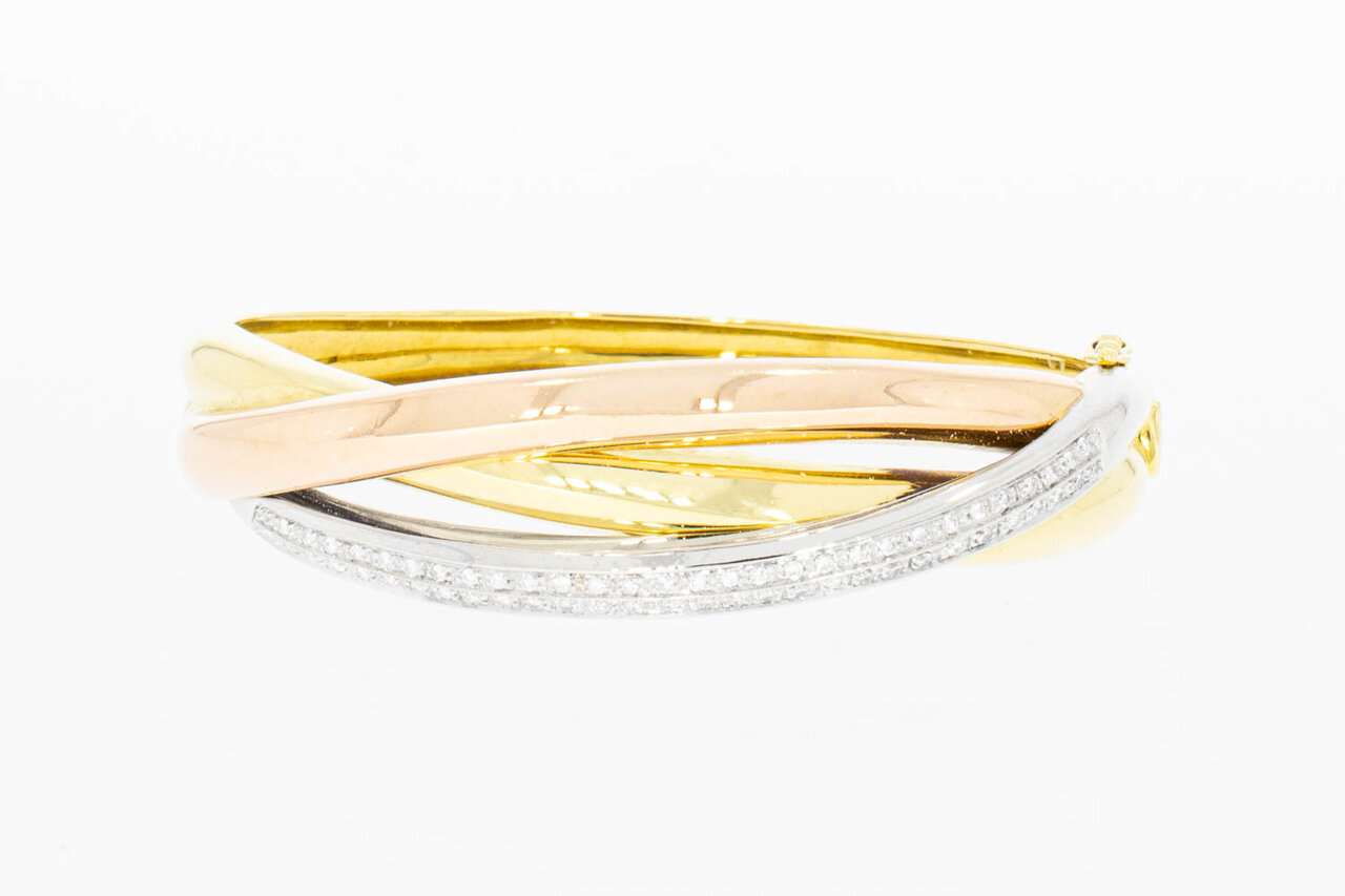 18 Karat tricolor Gold Diamant Armreif 