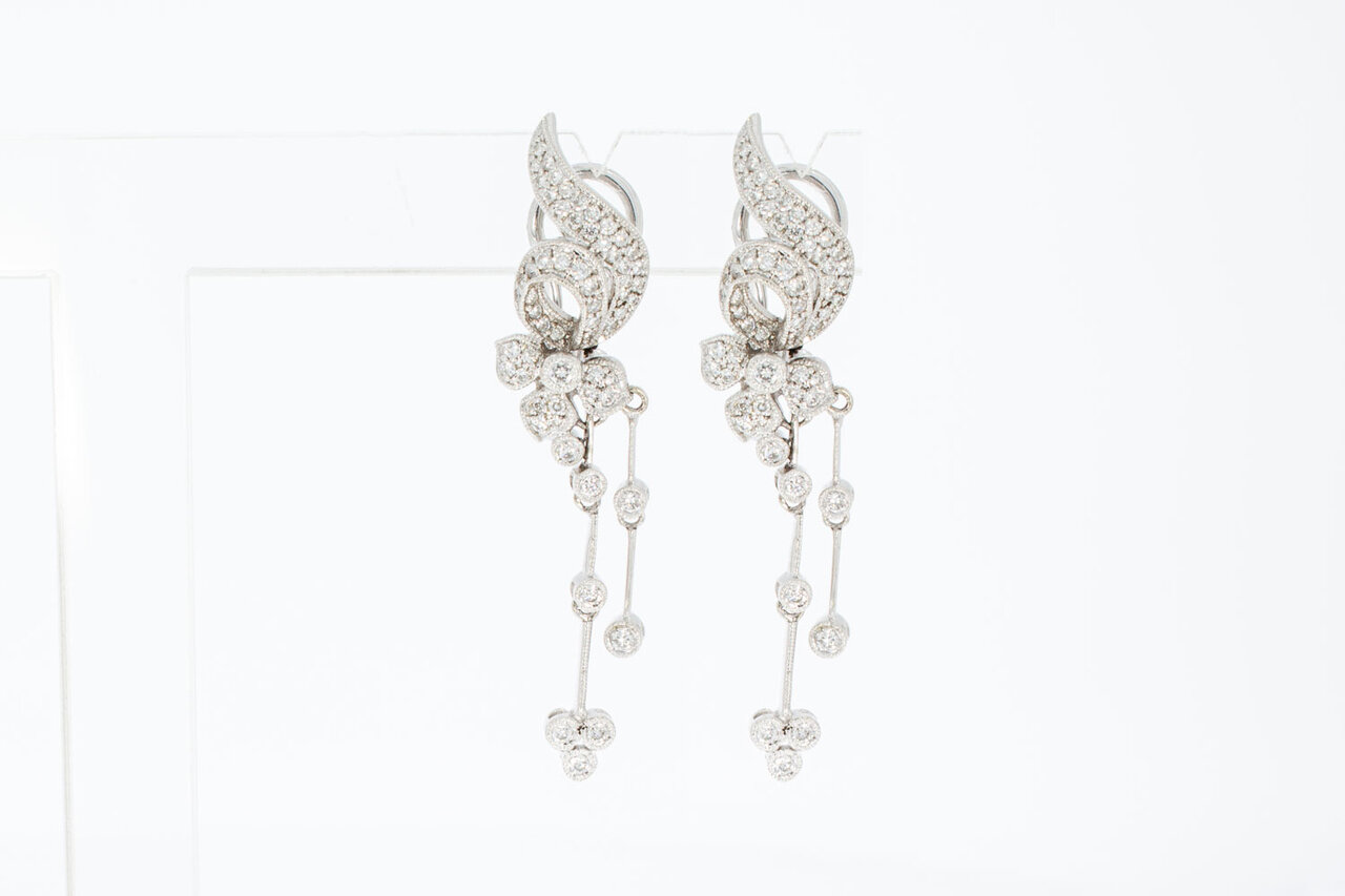 Diamant Clip Ohrringe 750 Gold - 4,5 cm