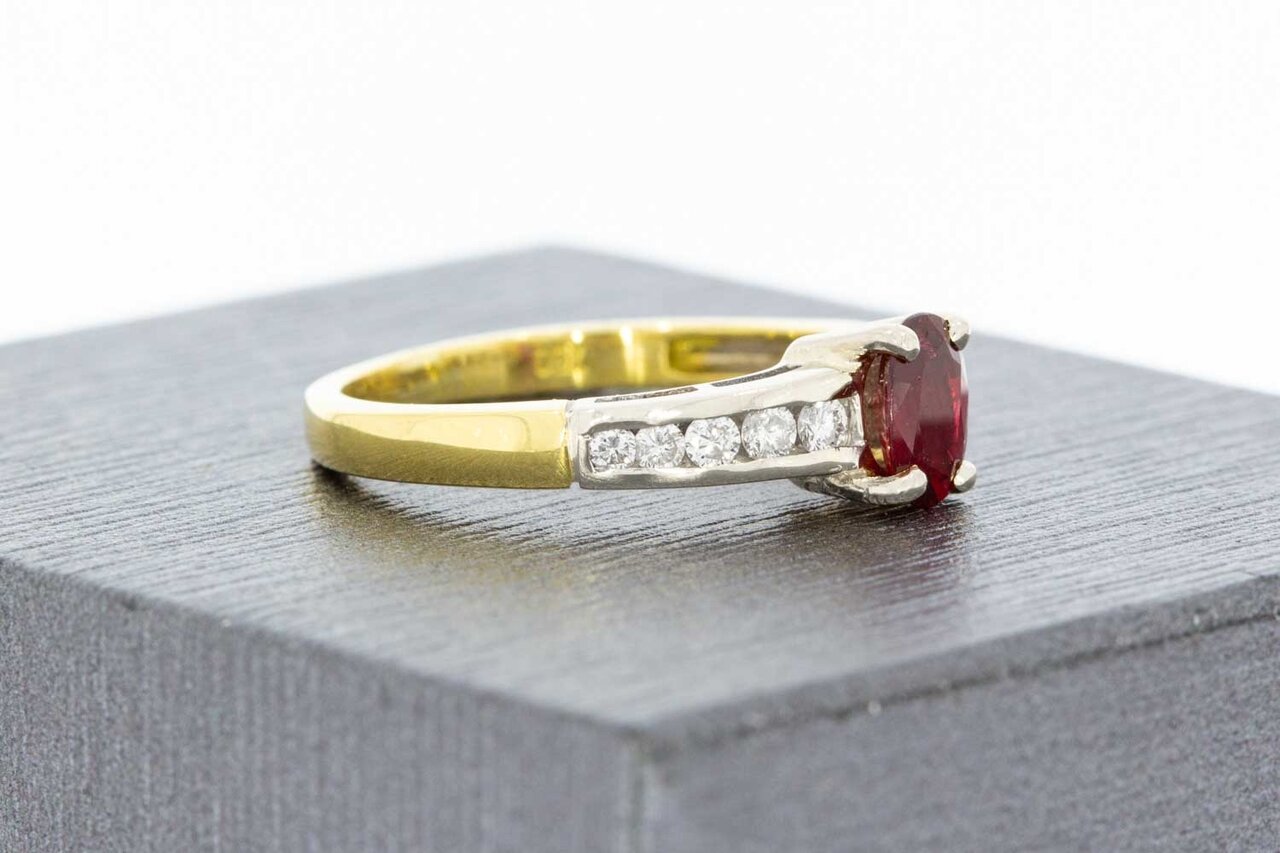 Rubin Goldring mit Diamant 18 Karat- 16,8 mm