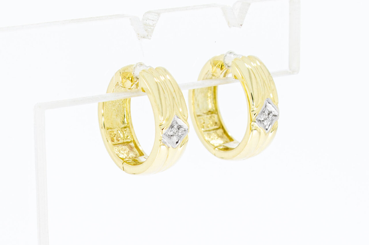 14 Karat Gold Diamant Kreolen - 1,4 cm