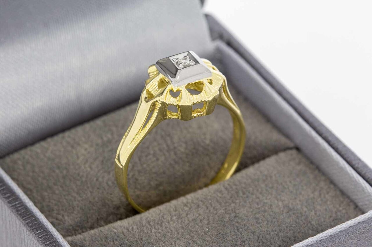 14 Karat Gold Ring mit Diamant - 18,3 mm