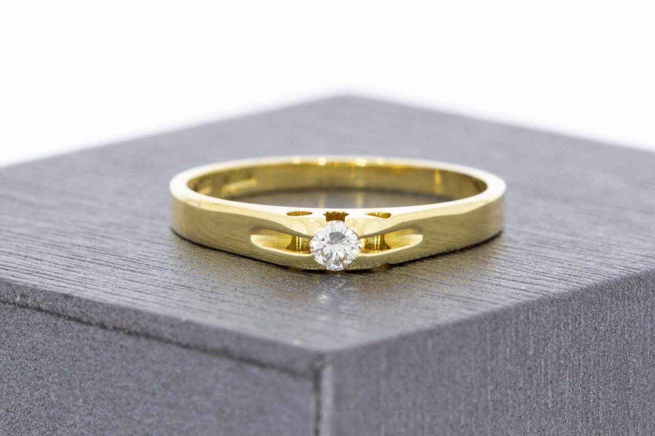 585 Gold Solit&auml;rring Damen mit Diamant - Ringgr&ouml;&szlig;e 54, 2,1 g