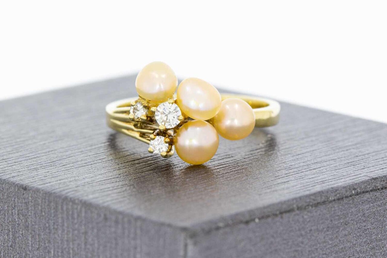 585 Gelbgold Edelstein-Ring - 15,8 mm