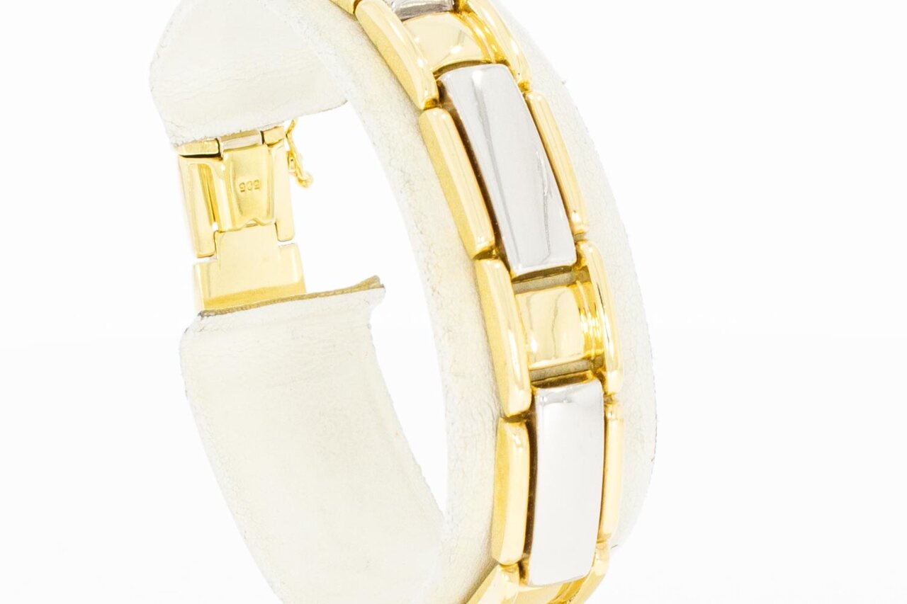 Bicolor 14 Karat Plätchen Gold Armband - 18 cm