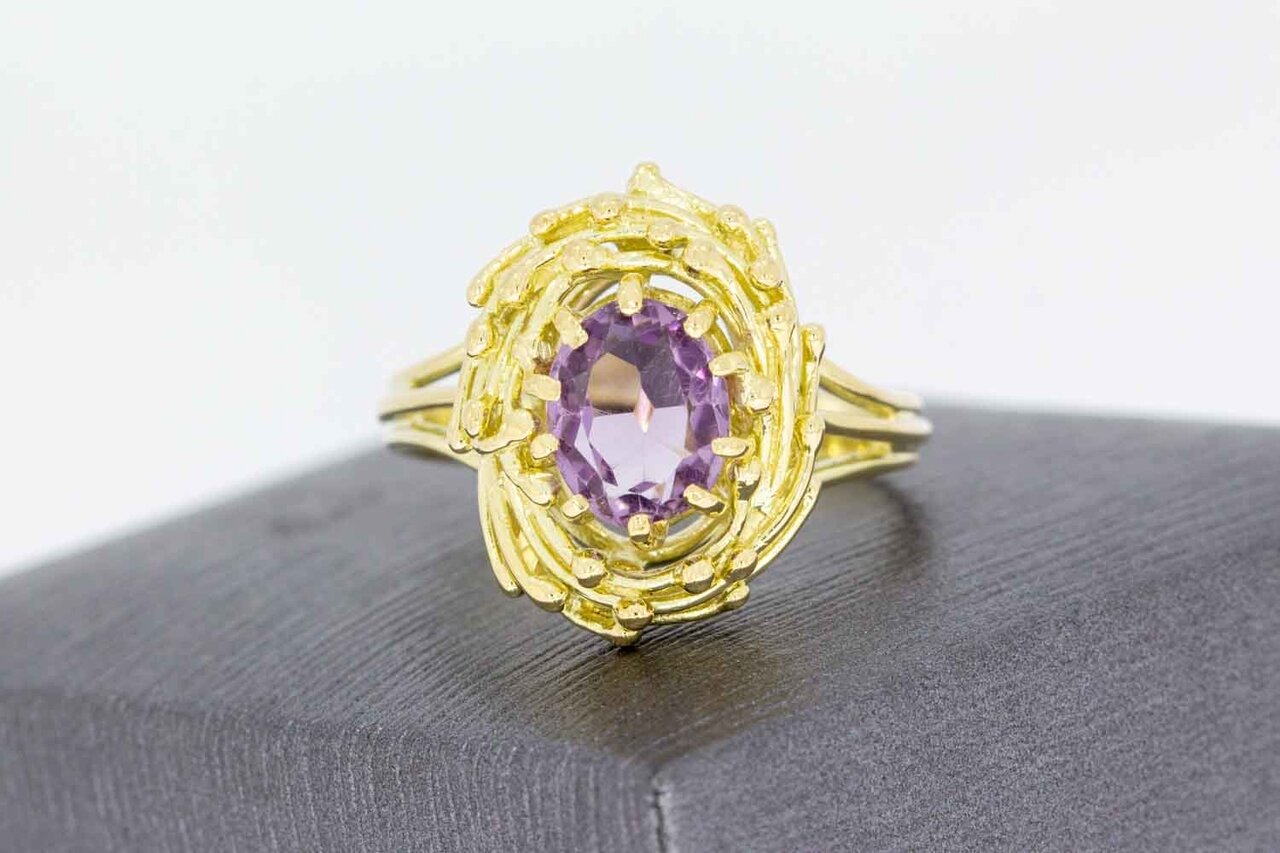 Amethist ring 14 karaat  goud - 18,6 mm