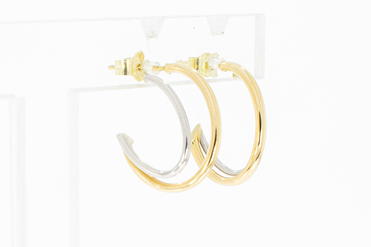 14 Karat bicolor Gold Damen Ohrringe - 1,8 cm