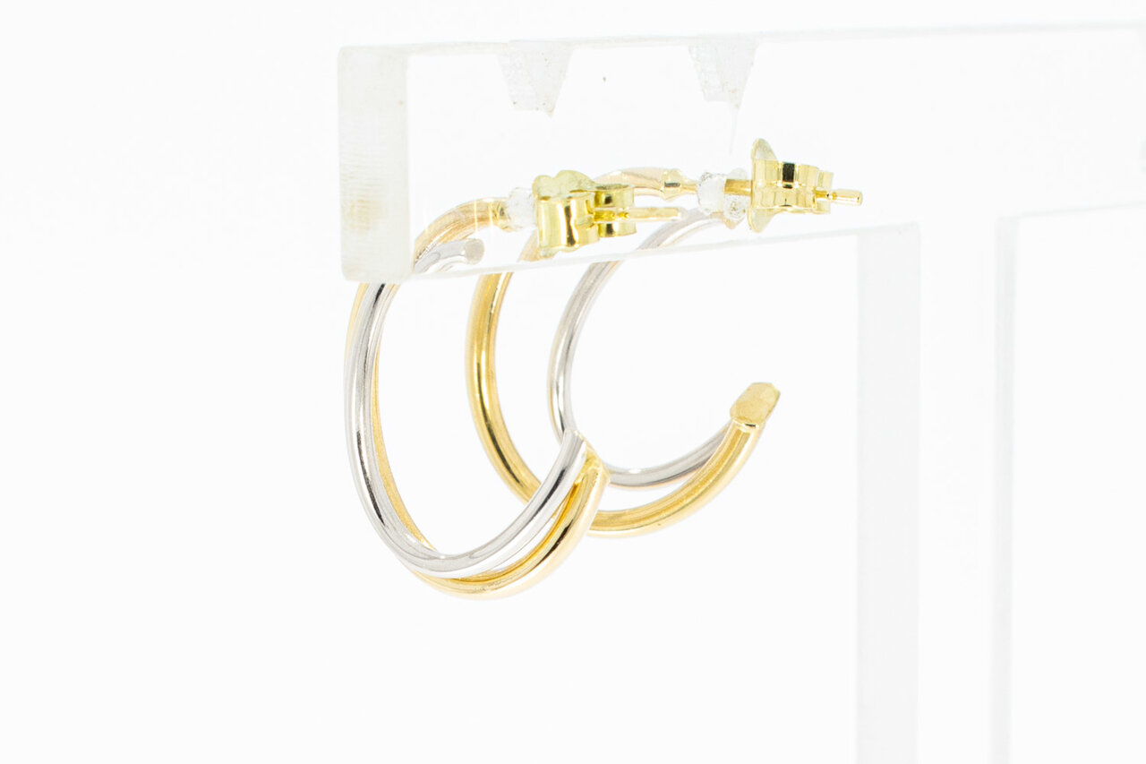 14 Karat bicolor Gold Damen Ohrringe - 1,8 cm