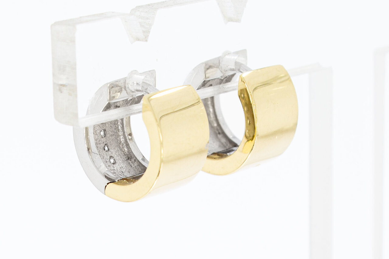 14 Karat goldene Diamant Creolen - 1,2 cm