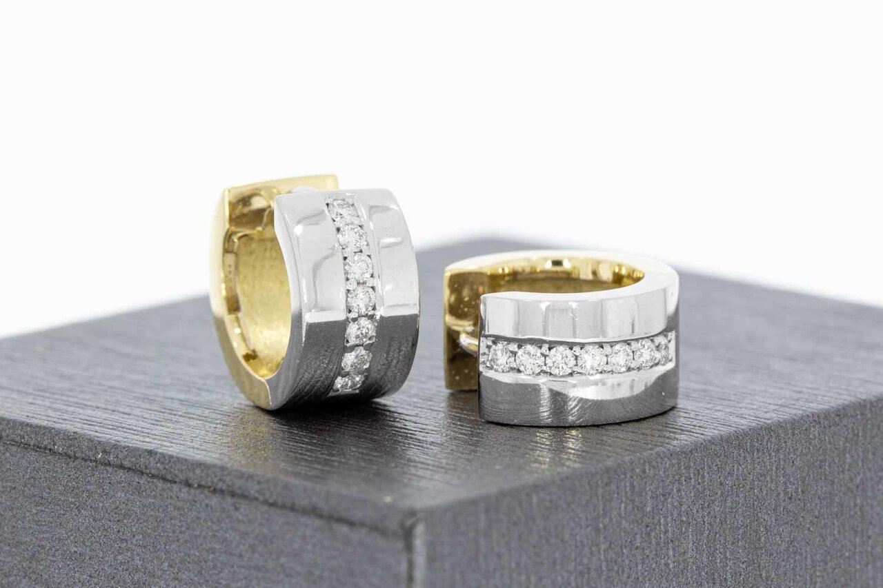 14 Karat goldene Diamant Creolen - 1,2 cm