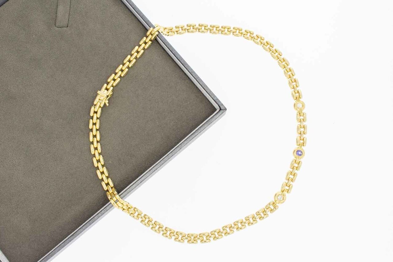 18 Karat Edelstein Kette mit Diamant - 44 cm