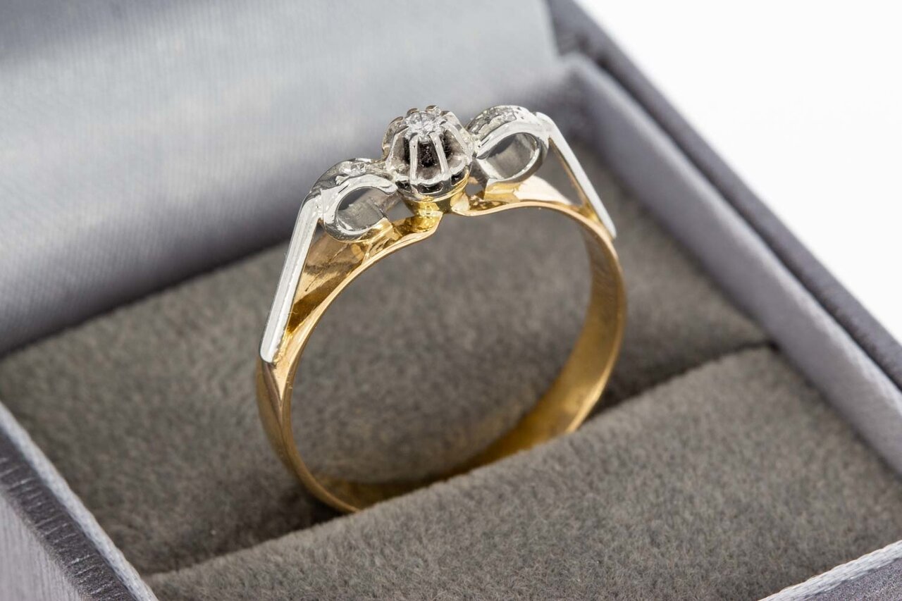 Bicolor Diamantring 14 Karat Gold - 19 mm