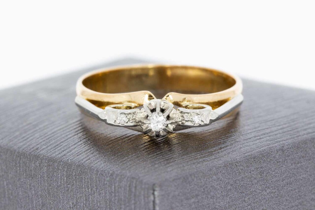 Bicolor Diamantring 14 Karat Gold - 19 mm