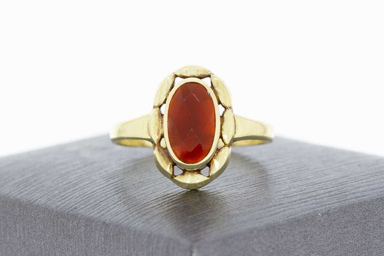 Vintage 14 Karat Gold Karneol Ring - 18 mm